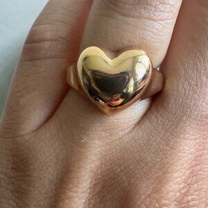 Gold-Tone Heart Ring – Chunky Minimal Design